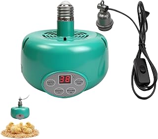 SakerPlus Livestock Heating Lamp, Smart Temperature Control Brooder Heater | 200W E26/E27 Screw-In Chick Heater, 82–95°F Adjustable Thermostat & Airflow