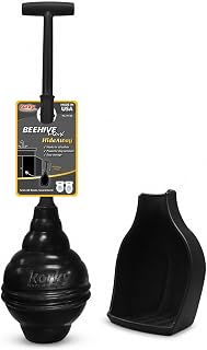 Korky BeehiveMAX Hideaway Toilet Plunger & Holder in Black - 97-5B | Most powerful toilet plunger. Patented Beehive head seals all bowl shapes. Holder allows for drip-free carry.