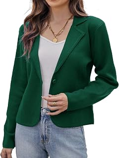 GRACE KARIN Women Sweater Blazer Casual Work Cropped Cardigan Lightweight Button Front Short Knit Blazer Jacket S-XXL