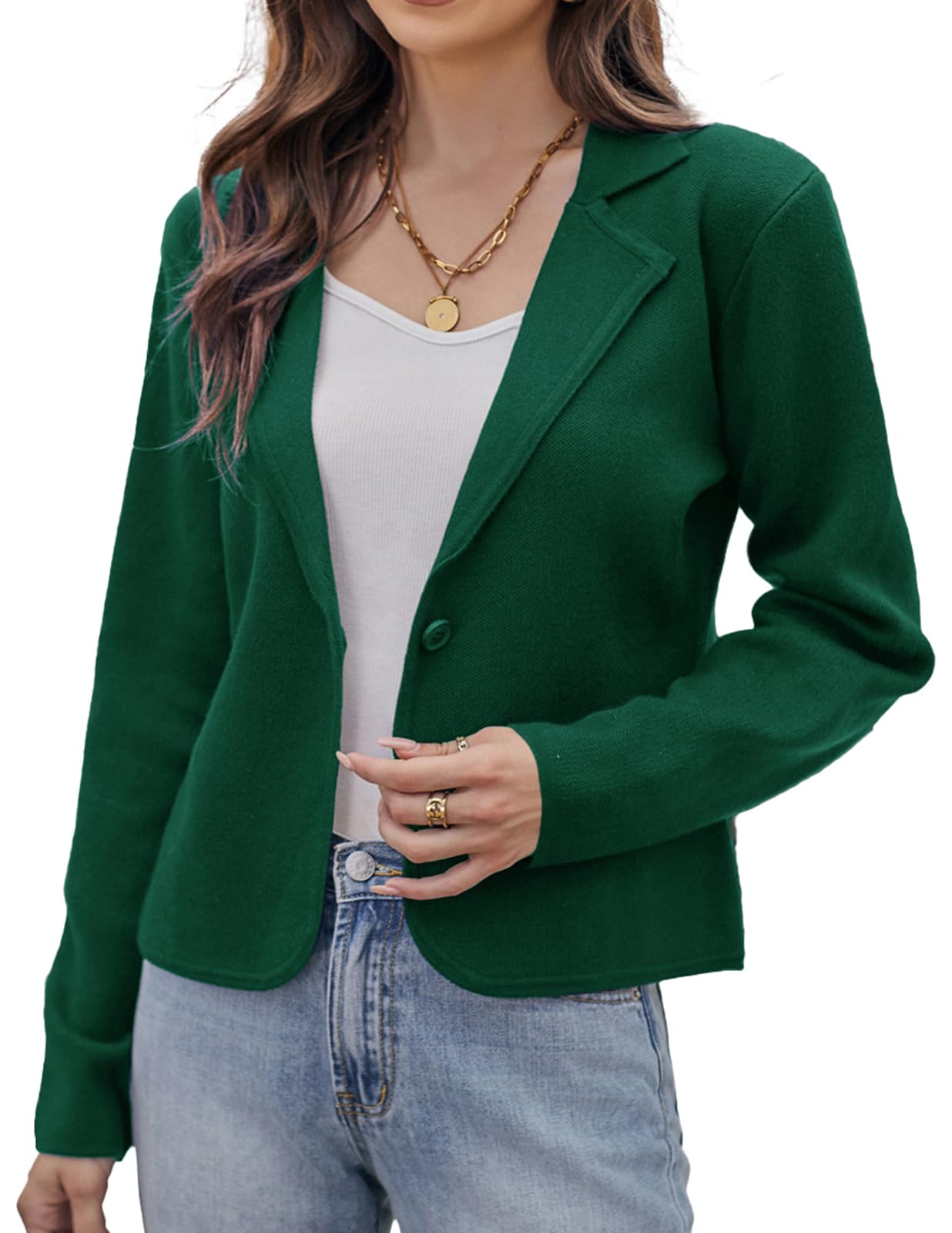 GRACE KARIN Women Sweater Blazer Casual Work Cropped Cardigan Lightweight Button