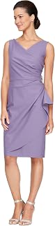 Alex Evenings Women's Slimming Short Ruched Dress with Ruffle (Petite and Regular)