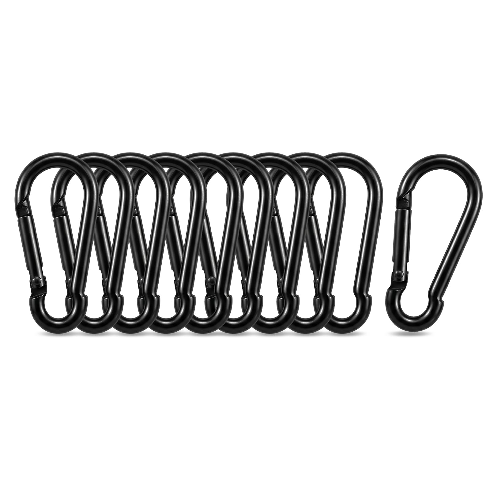 10pcs M4 Carabiner Clip Spring Snap Hook,Black 1.57 Inch Heavy Duty Small Carabi