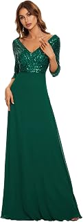 Ever-Pretty Elegant Empire V-Neck A-Line Long Sleeve Sequins Party Dress 00751