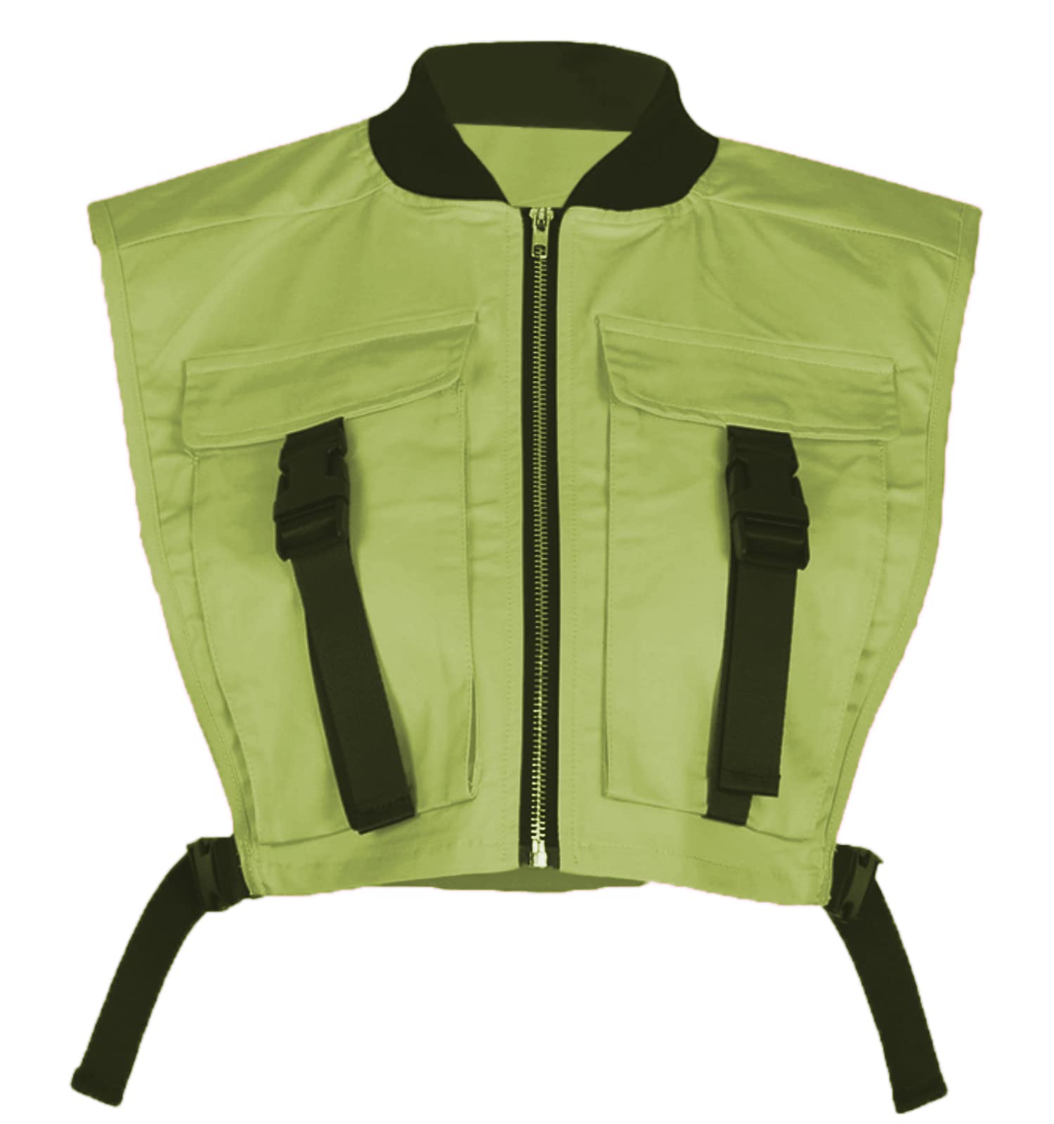 Womens Cropped Cargo Vest Sleeveless Zip Up Bubble Streetwear
