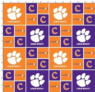 SYKEL ENTERPRISES Clemson Tigers Cotton Fabric - 100% Cotton, Sold by The Yard