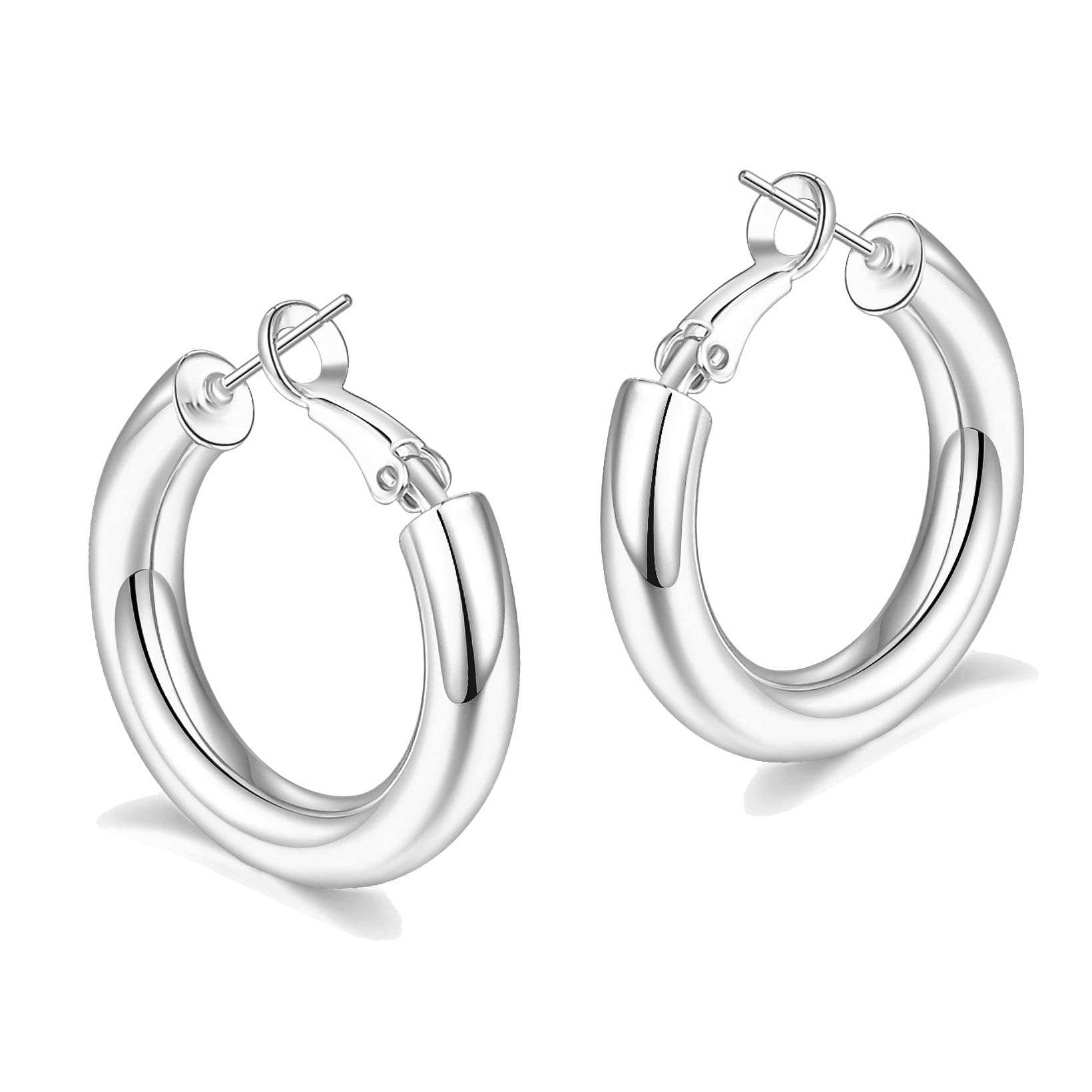 sovesi gold chunky hoop earrings for women with stem 925 sterling silver 14k gol
