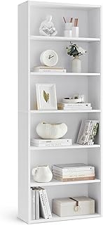 VASAGLE CUSTOS Collection - Bookshelf, 23.6 Inches Wide, 6-Tier Open Bookcase with Adjustable Storage Shelves, Floor Standing Unit, Cloud White ULBC166T14