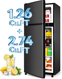 Anypro 4.0 Cu. Ft. Fridge with Freezer, Double Door, 6-Level Thermostat | Smart Storage in a Compact Design – 4.0 cu. ft. fridge with freezer, adjustable thermostat, and flexible shelving.