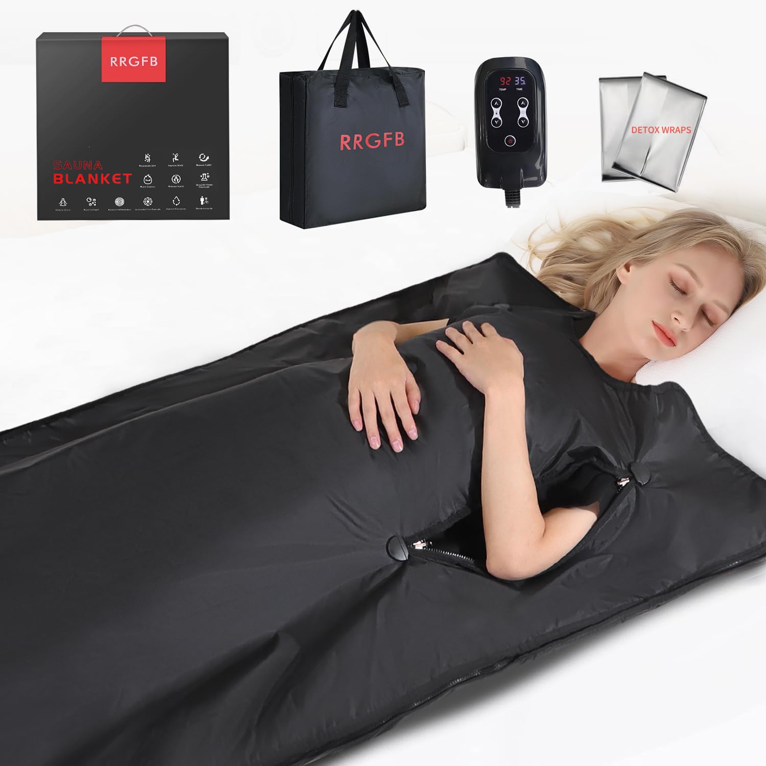 RRGFB Infrared Sauna Blanket for Home Detox, Portable, 6 ft x 2.6 ft | Low-EMF W