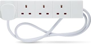 STATUS 4 Way Socket Extension Lead, 1m Cable, White (4WS1M20) | Multi-Plug Power Strip, Home & Office Use, Wall Mountable