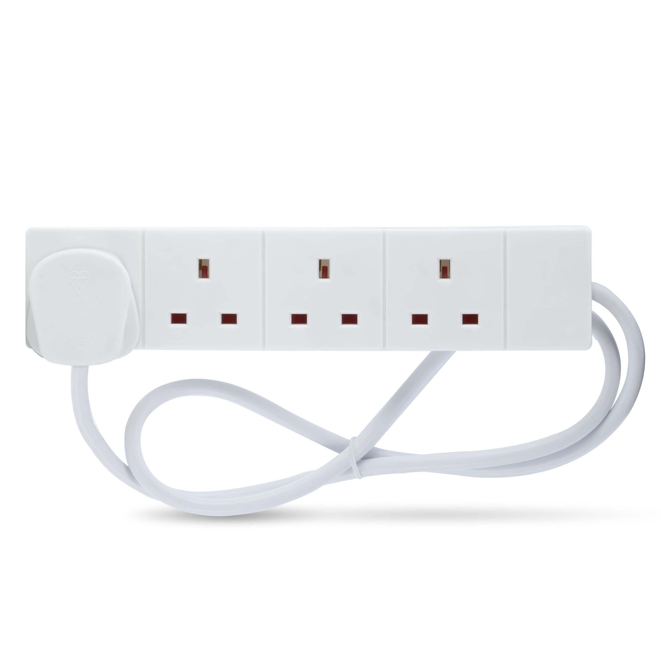 STATUS 4 Way Socket Extension Lead, 1m Cable, White (4WS1M20) | Multi-Plug Power