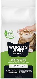 WORLD'S BEST CAT LITTER Comfort Care Unscented, 28-Pounds | Natural Ingredients, Quick Clumping, Flushable, 99% Dust Free & Made in USA - Long-Lasting Odor Control & Easy Scooping