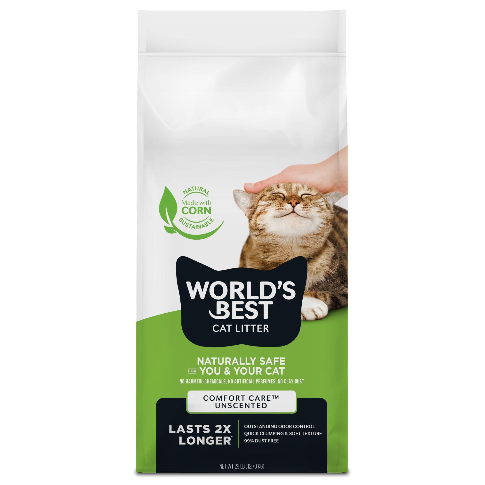 WORLD'S BEST CAT LITTER Comfort Care Unscented, 28-Pounds | Natural Ingredients,