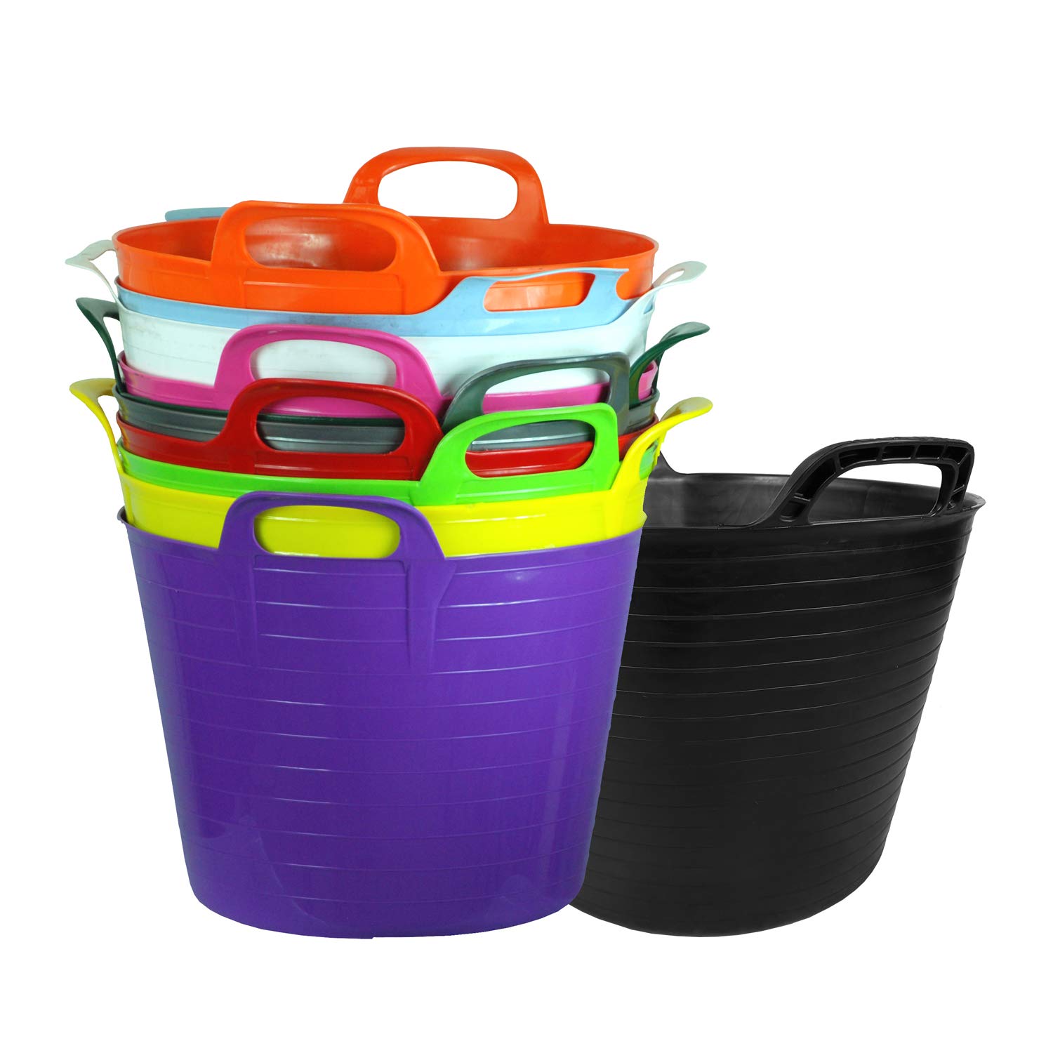 40L 40 Litre Large Robust Flexi Tubs - Set of 3 - Mixed Assorted Colours Randoml
