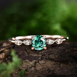 Ladies Green Cubic Zirconia Prong Setting Engagement Ring