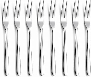 6PCS Cake Forks, Stainless Steel Fruit Fork Mirror-Polished (5.12×0.39 In)