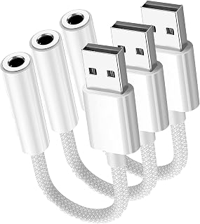 Fidioto USB to 3.5mm Jack Audio Adapter, Mic-Supported USB to Headphone Jack Adapter, External Sound Card with TRRS 4-Pole Jack Compatible with Headset, Mac, PS4, PS5, PC, Laptops, Desktops