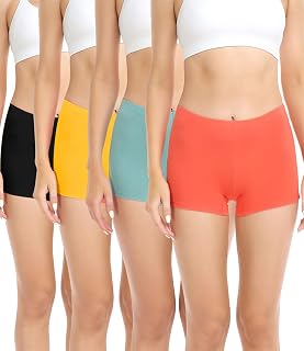 wirarpa Women's Boxer Shorty Women's Cotton Shorts with Wide Crotch Cotton Pack of 4