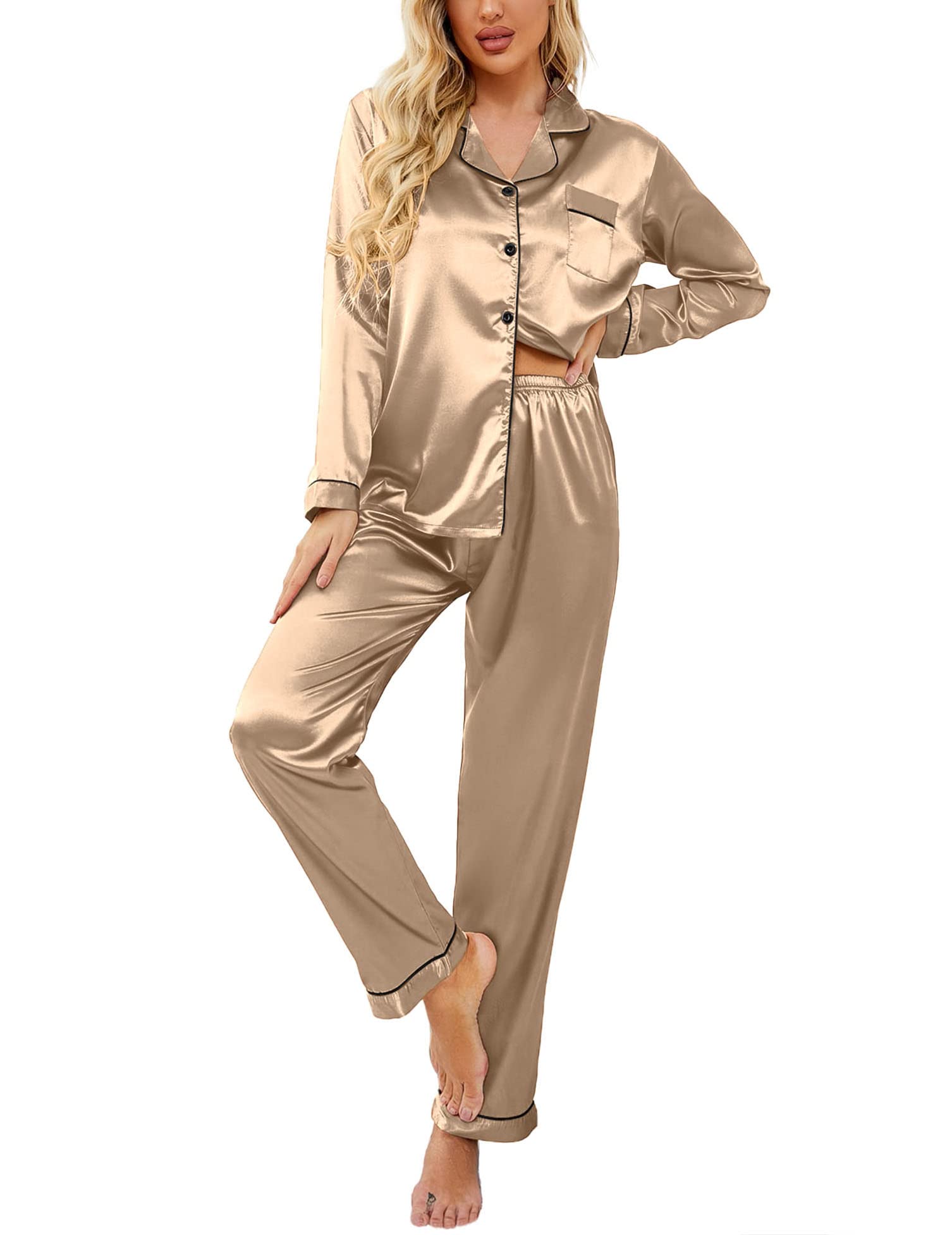 Ekouaer Women's Short Sleeve Zip Up Dress with Pockets S-XXL