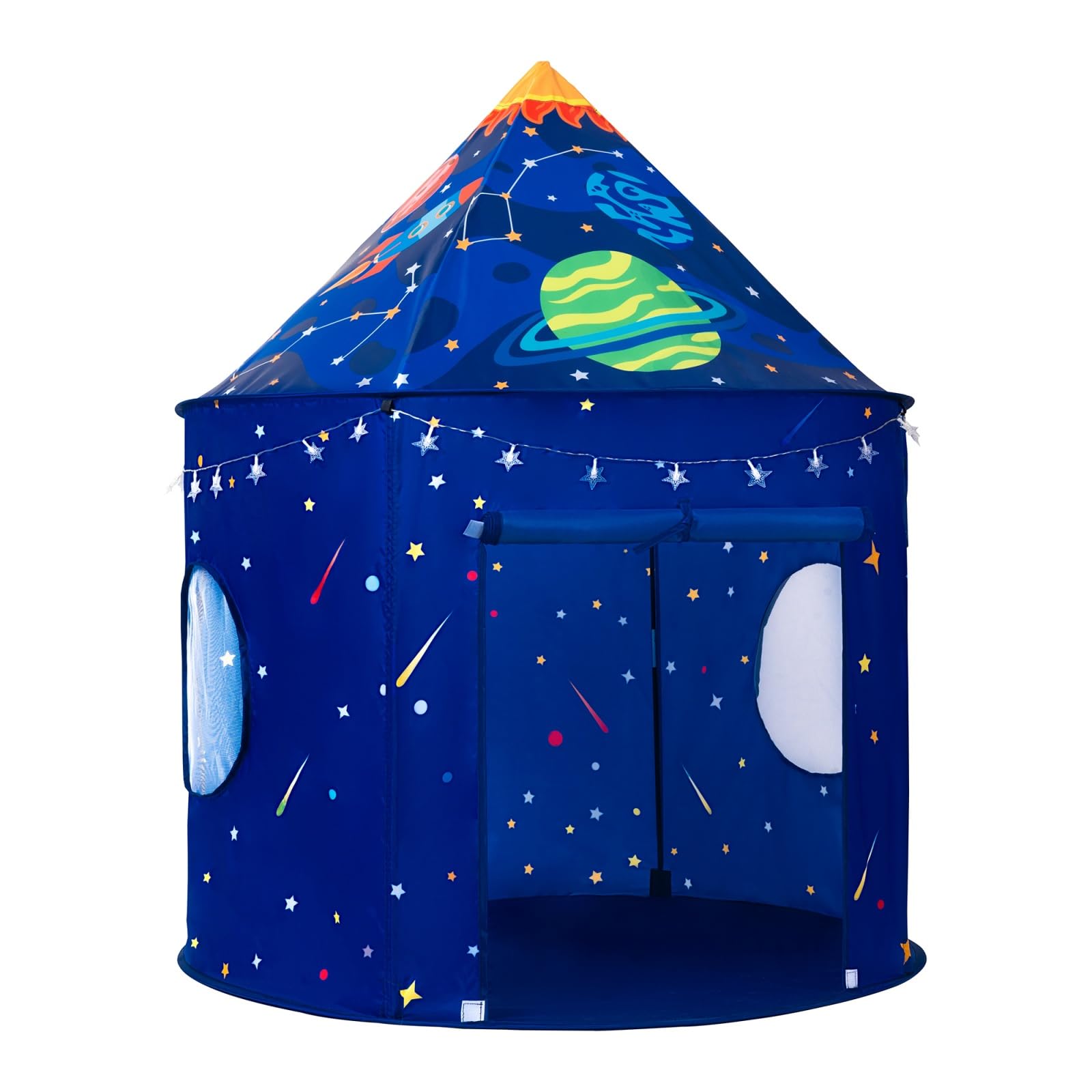 ROIWUIE Rocket Space Ship Play Tent for Kids with Star Lights, Astronaut Themed 