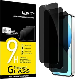 NEW'C 3 Pieces, Privacy Screen Protector for iPhone 13 Mini (5.4 Inches), Privacy Angle 28 Degrees, Ultra Durable 9H Hardness, Bubble-Free