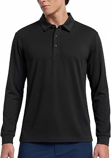 MIER Mens Long Sleeve Dry Fit Golf Athletic Work Polo Shirt with Collar and SPF Sun Protection (UPF 50+)