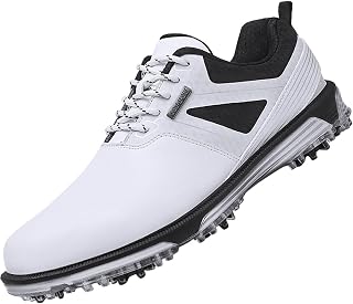 ULTIANT Herren-Golfschuhe, feste nagellose Sohle, wasserdicht, leicht, rutschfest, Weiss/opulenter Garten, 48 EU