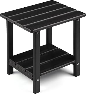 Apolimi Adirondack Outdoor Side Table, 2-Tier Sturdy Patio End Table Weather Resistant, 16.5" Solid Side Table for Patio, Pool, Porch