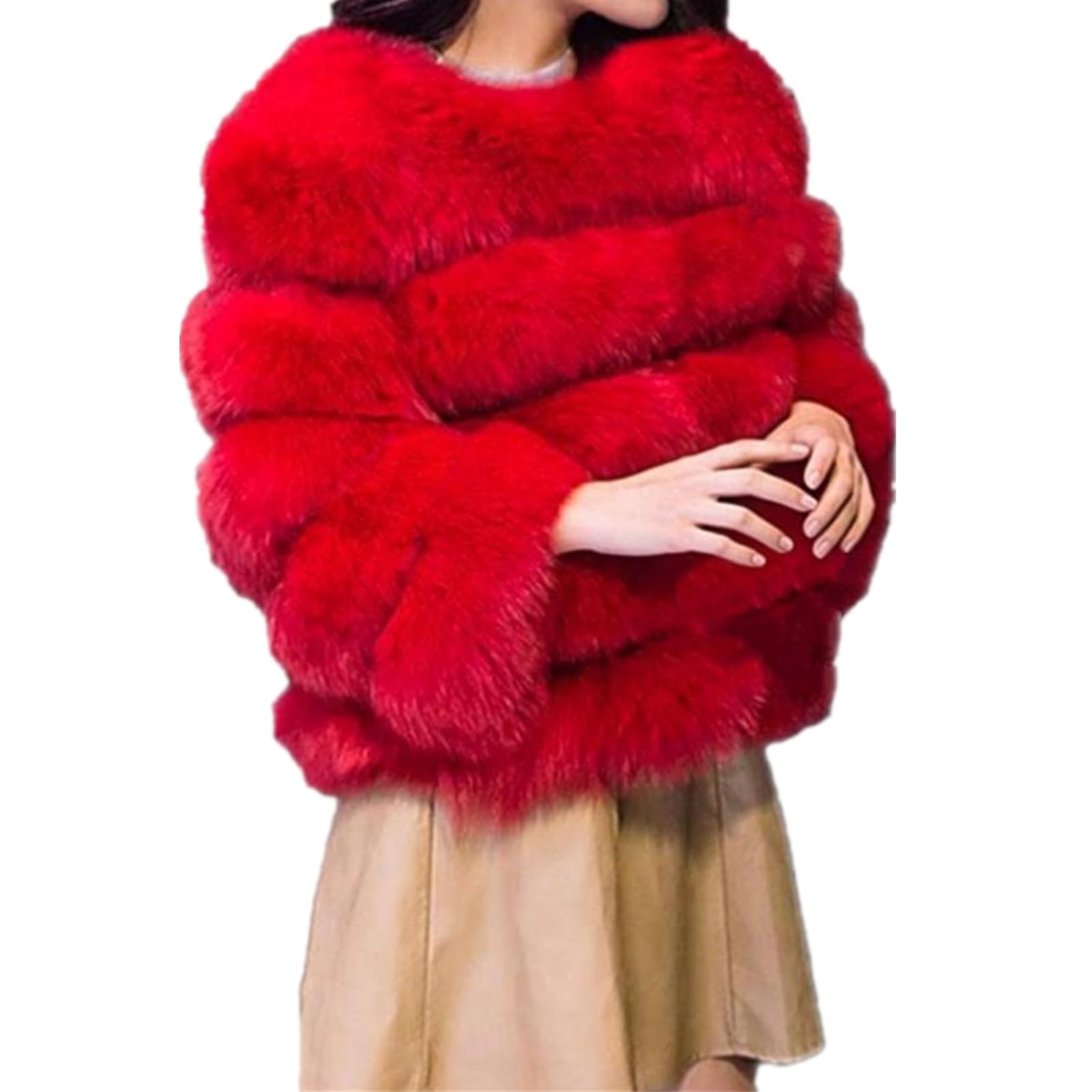 Lisa Colly Women's Winter Faux Fur Coat Fluffy Jacket