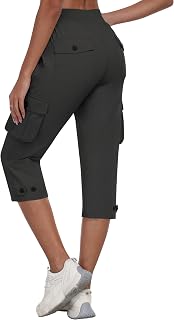 MoFiz Womens Cropped Trousers for Walking Summer Capris with Cargo Pockets