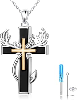 DAOCHONG Cross Urn Necklace Cremation Memorial Jewelry for Men Women