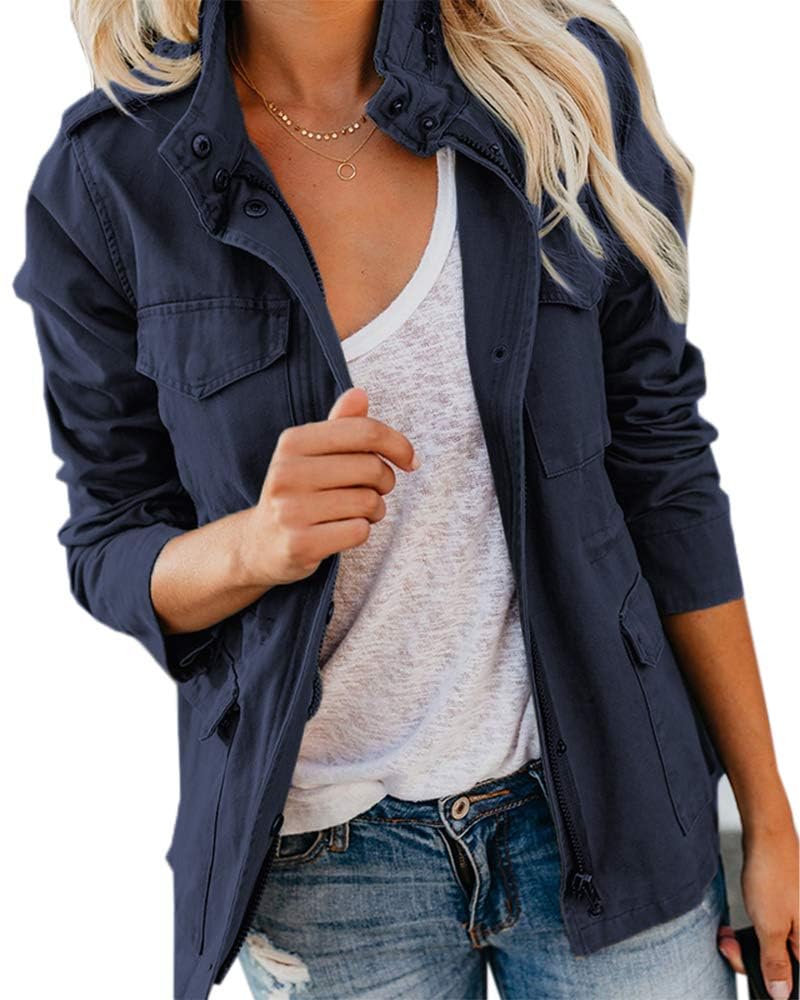 Imily Bela Women's Jacket Cotton Parka with Multiple Pockets