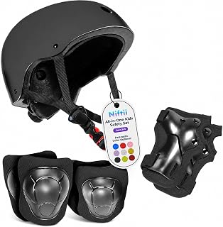 Niftii Bike Helmet & Pads Set for Kids - Cycling Skateboard Ages 3-15 | MULTI-SPORT SAFETY: toddler · electric scooter · bicycle · ventilated · wrist guards · adjustable · protective