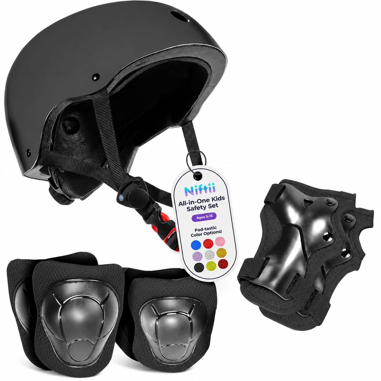 Niftii Bike Helmet & Pads Set for Kids - Cycling Skateboard Ages 3-15 | MULTI-SP