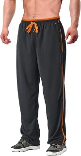 EKLENTSON Men's Tracksuit Bottoms Jogging Mesh with Zipper Pockets Open Bottom Sports Pants