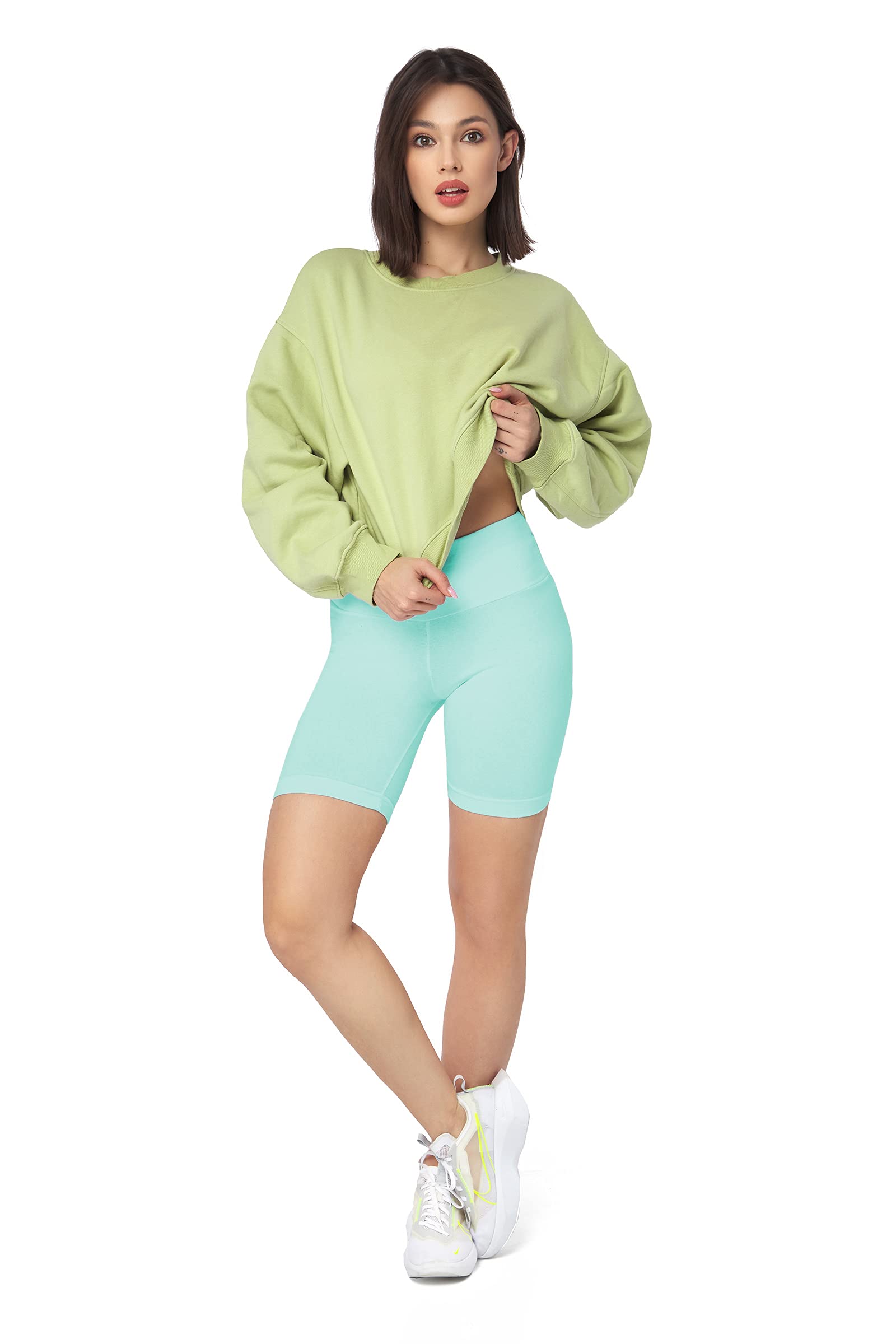 SOFTSAIL Leggings for Women Cycling Shorts Yoga Gym Pants Cotton High Waist with