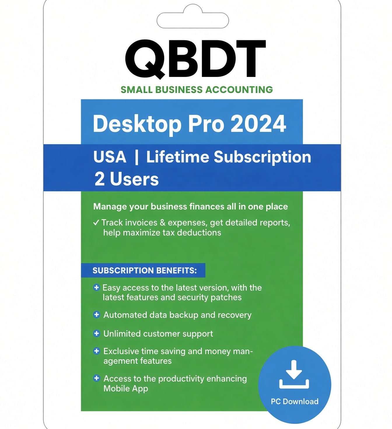 Quick-Book Desktop Pro" Plus 2024 | 2 Users | LIFETIME Version | NO DVD | Amazon