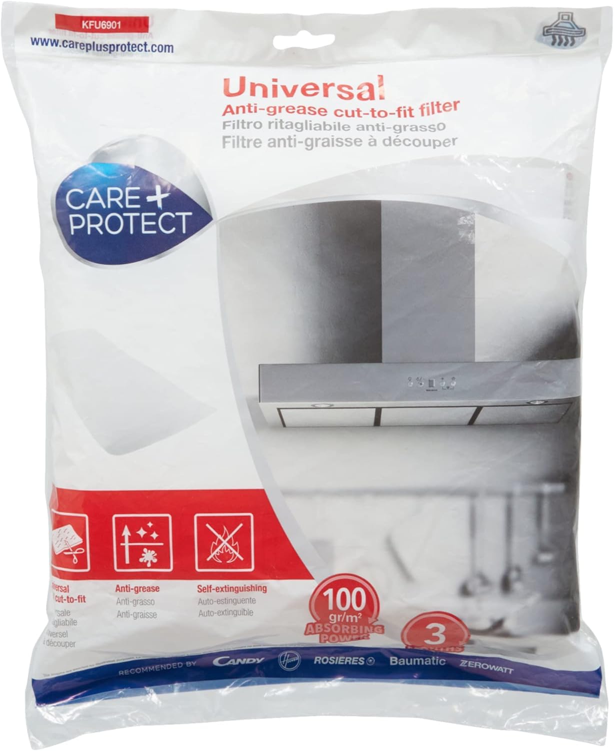 CARE+PROTECT Universal Grease Filter Cuttable Cooker Hood, 47 x 97 cm | Absorpti