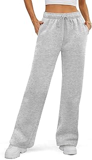 ATHMILE Womens Sweatpants Fleece Wide Leg Lined Baggy Lounge Sweat Pants | Cotton Straight Leg High Waisted Comfort Casual Warm Fall Winter Workout Gym