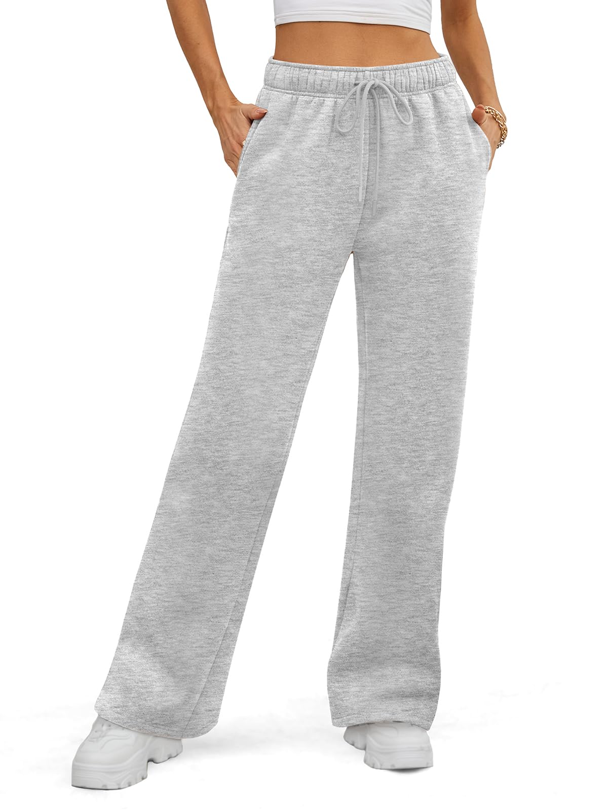 ATHMILE Womens Sweatpants Fleece Wide Leg Lined Baggy Lounge Sweat Pants | Cotto
