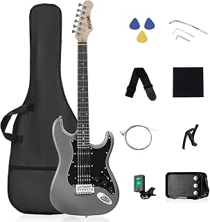 Rvone 39" Beginner Electric Guitar Kit with Amp, HSS Pickups | Complete Starter Set for Newcomers, Home Practice Talent Shows, Gig Bag, Extra Strings, Digital Tuner, Strap, Headphone Mode