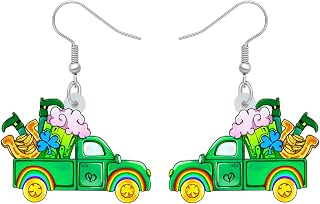 Patrick's Day Truck Acrylic Dangle Earrings Jewelry for Women Holiday Gifts