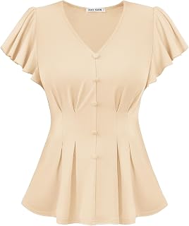 GRACE KARIN Womens Summer Blouses Dressy Casual Ruffle Peplum Tops