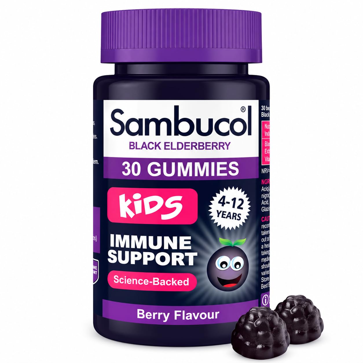 SAMBUCOL KIDS GUMMIES 30'S, 30 Count (Pack of 1) | Black Elderberry & Vitamin C 