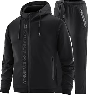 W JIANWANG Men's Tracksuit and Jogging Suit – Sports Suit for Men with Long Sleeve Zip Fitness Sports Trousers