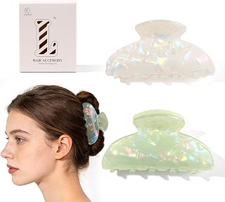 Hair Claw For Women - 2 Pcs Acrylic Non-Slip Tortoise Shell Clips Thick Thin Medium Fine Hairstyle Cute French Retro Style Chin Barrette Accessories Strong Hold