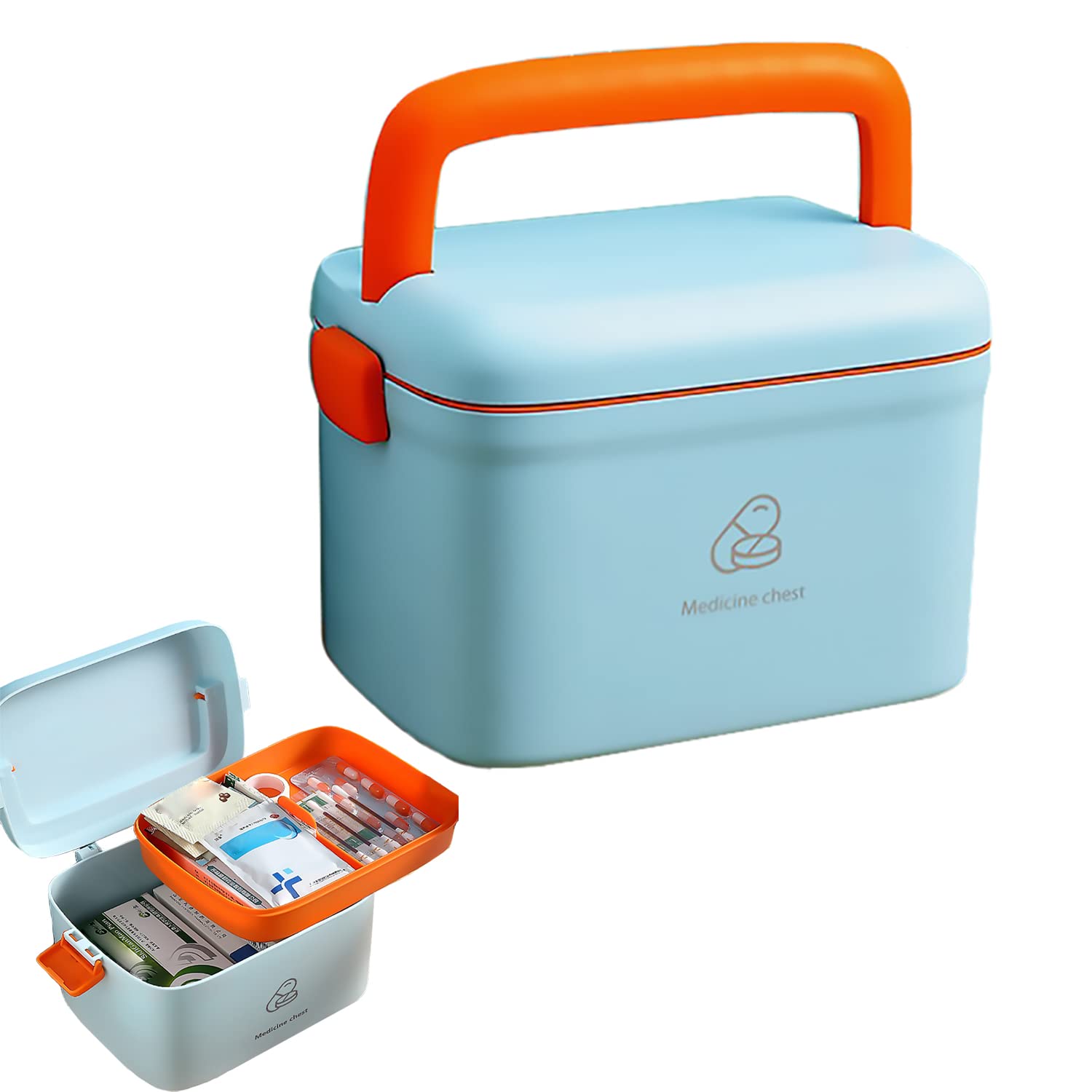 FOREVERIE Airtight Portable Small Medicine Storage Box with an Internal 2 Grid T