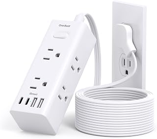 One Beat 10Ft Extension Cord with Multiple Outlets,Flat Plug Power Strip | Surge Protector with 10 Ft Long Cord,6 Outlet 4 USB Ports (2USB C),Multi Outlet Wall Plug for Travel,College,Dorm Essentials