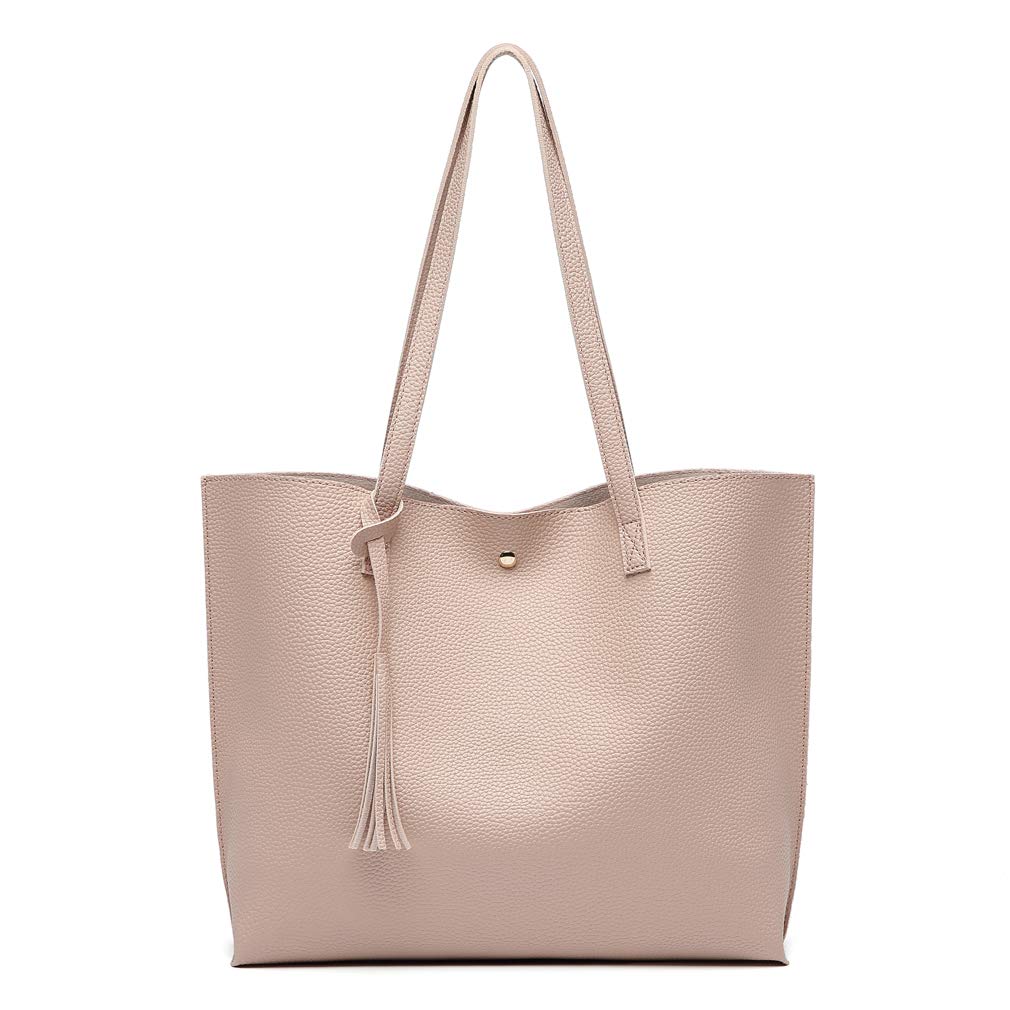 Dreubea Women's Soft Faux Leather Tote Shoulder Bag from, Big Capacity Tassel Ha