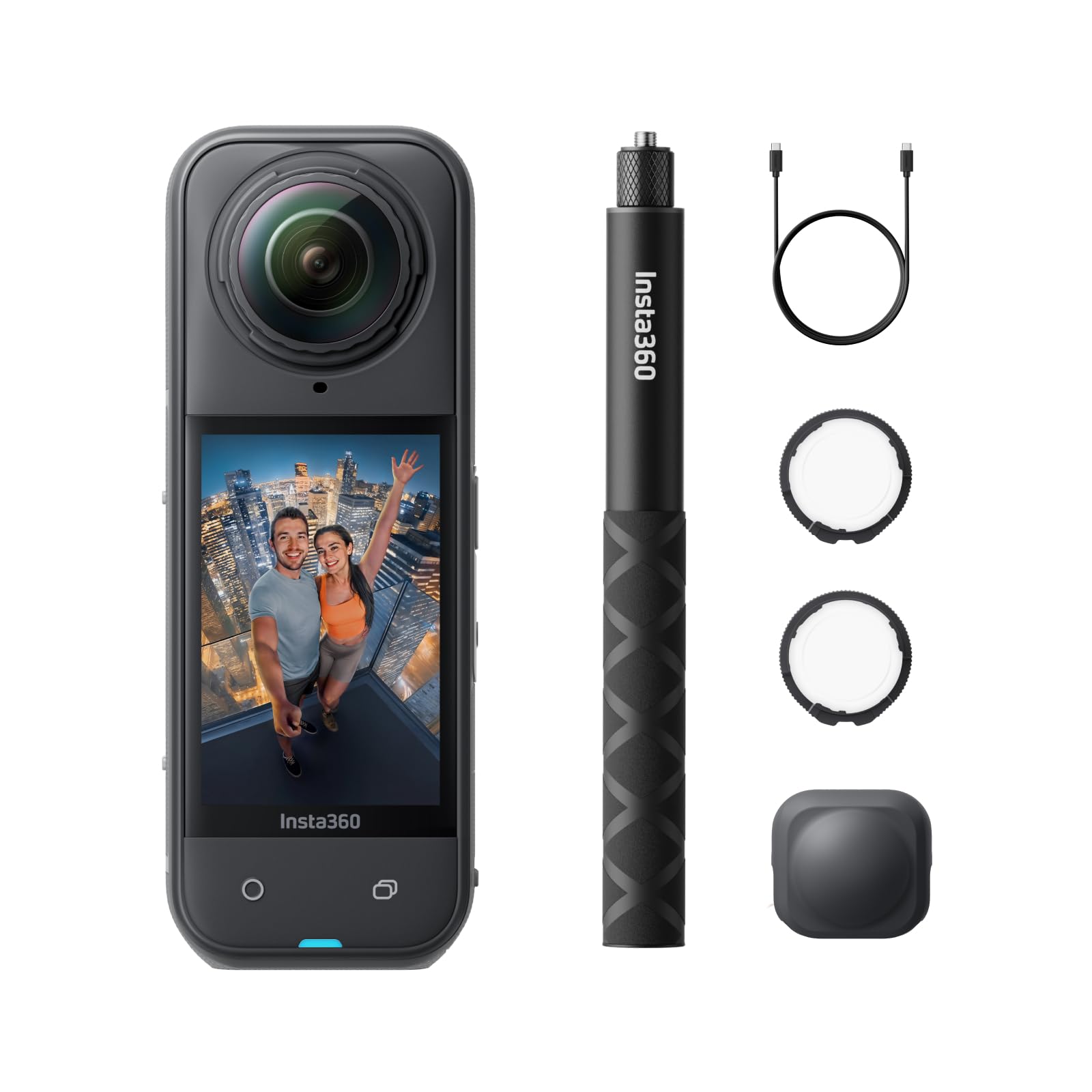 Insta360 X5 レンズガードキット - 防水8K 360度全景カメラ、高い暗所性能、見えない自撮り棒効果、頑丈で交換可能なレンズ、3時間バッテリー、クリ